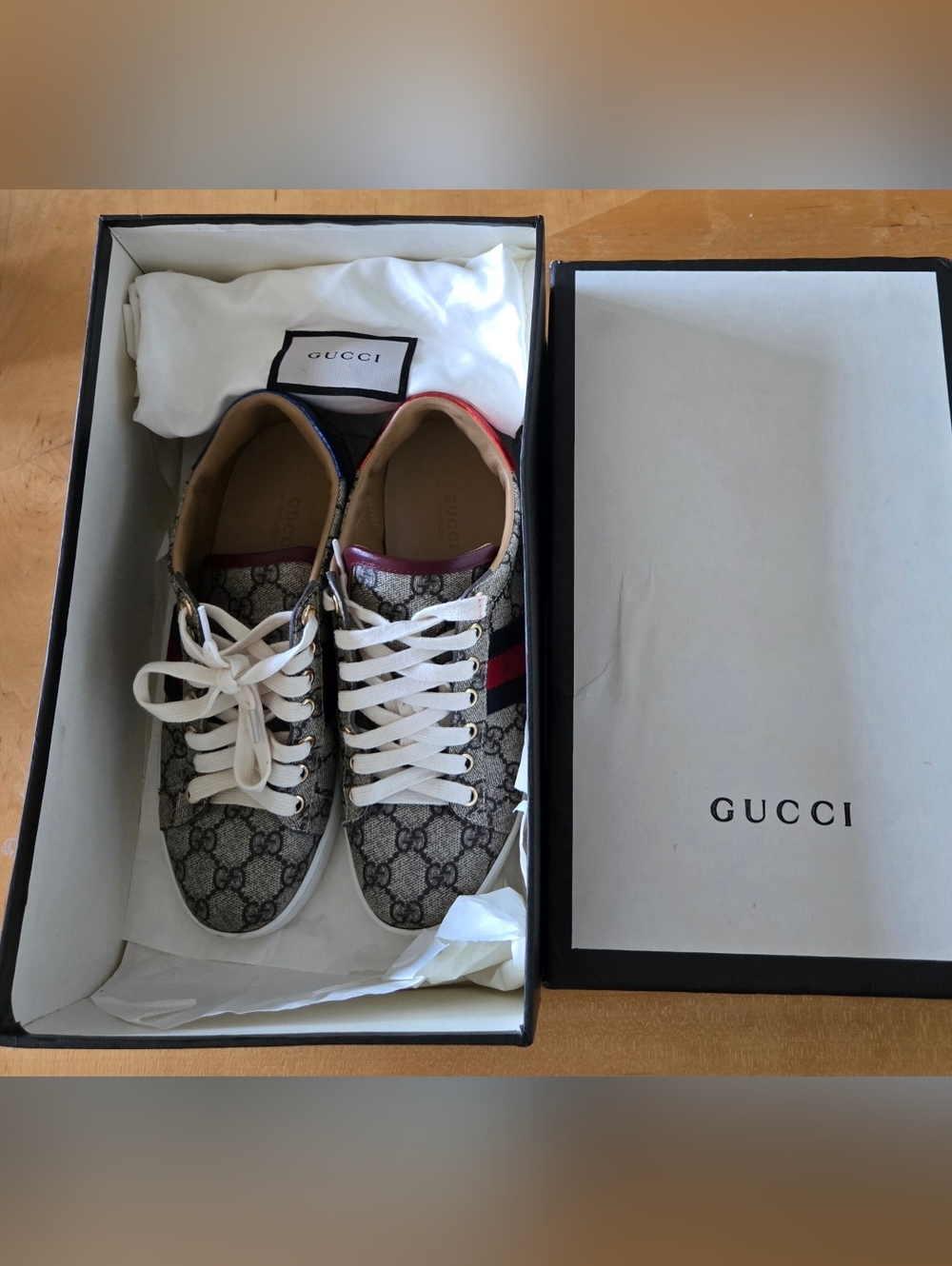 Gucci Ace Women's GG Supreme Canvas Beige Blue/Red EUR 38 G, US 7.5 - Picture 14 of 15